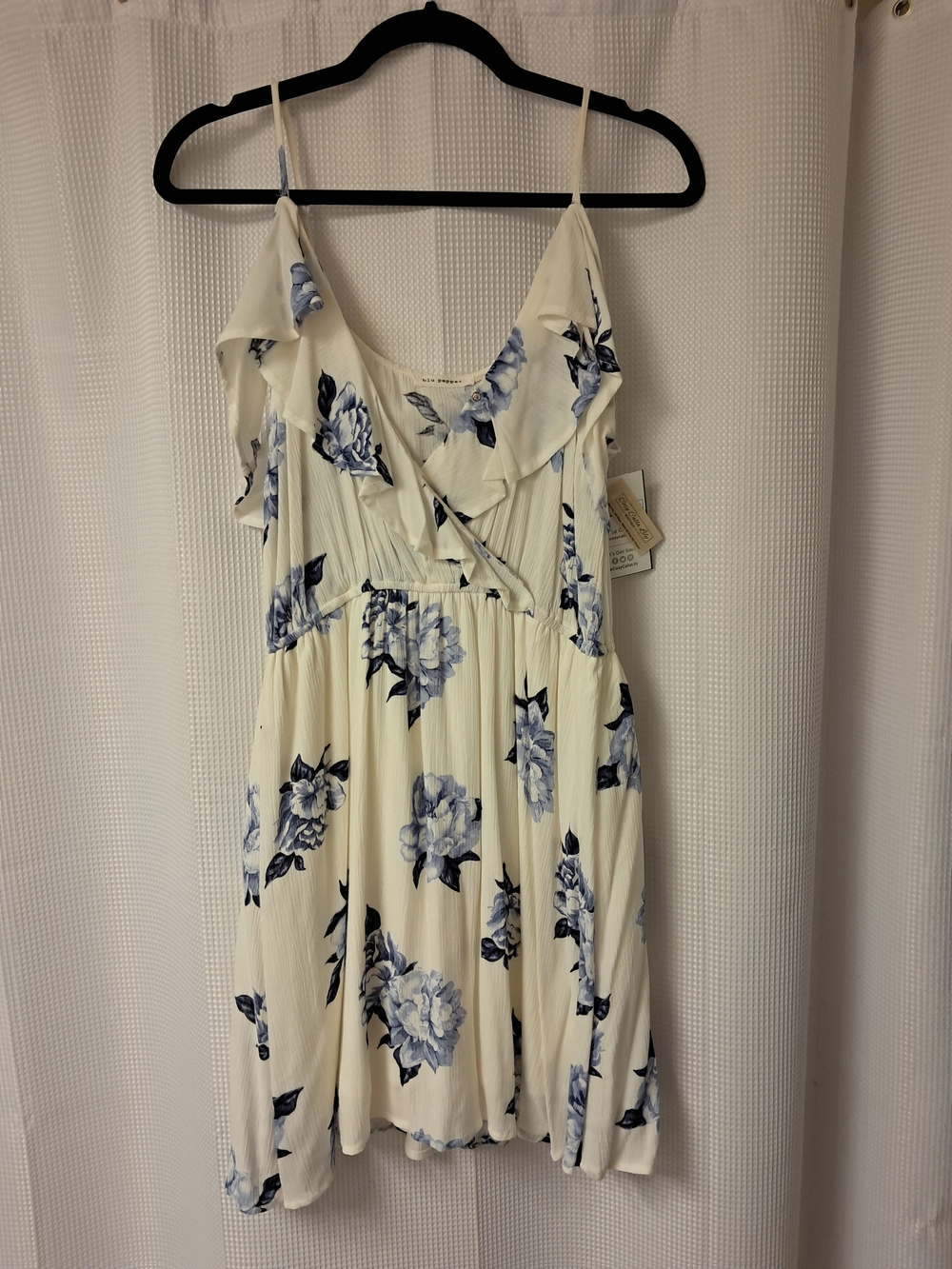 Blu Pepper Cream Mini Dress with Blue Floral Print